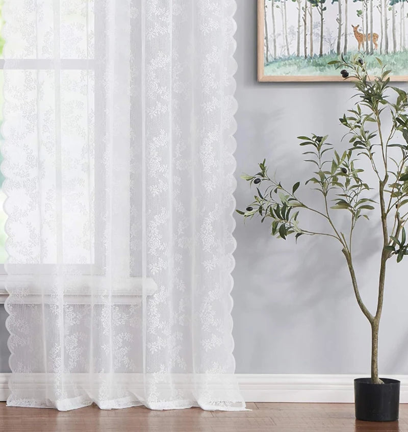Classic Embroidered Woven Lace Window Sheer