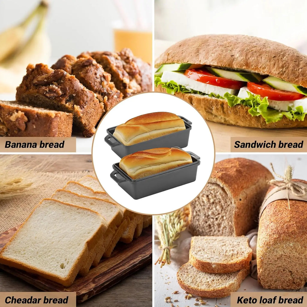 9x5 Inch Cast Iron Loaf Pan with Lid 2-Piece Set
