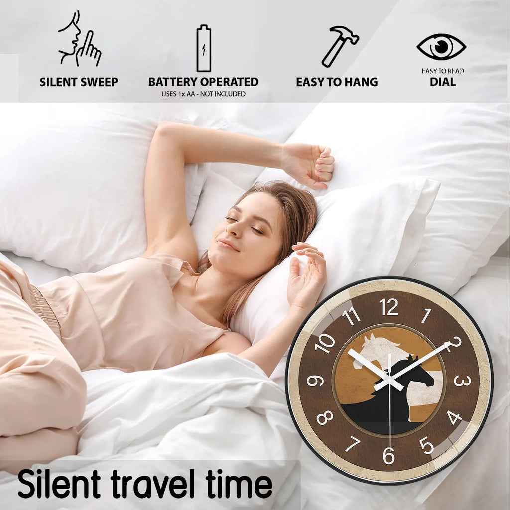 1 Brown Wall Clock, 8-12inch Round Silent