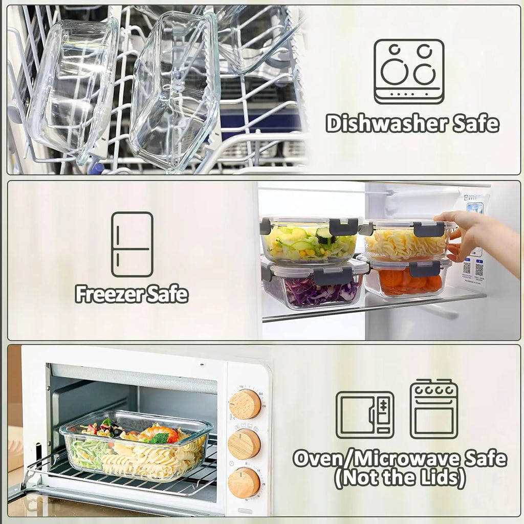 10-Pack Glass Meal Prep Containers
