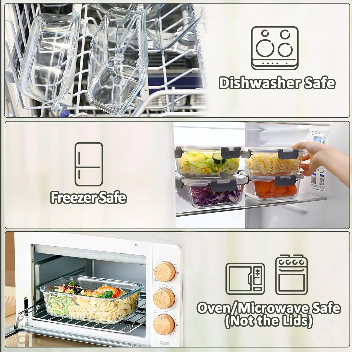 10-Pack Glass Meal Prep Containers