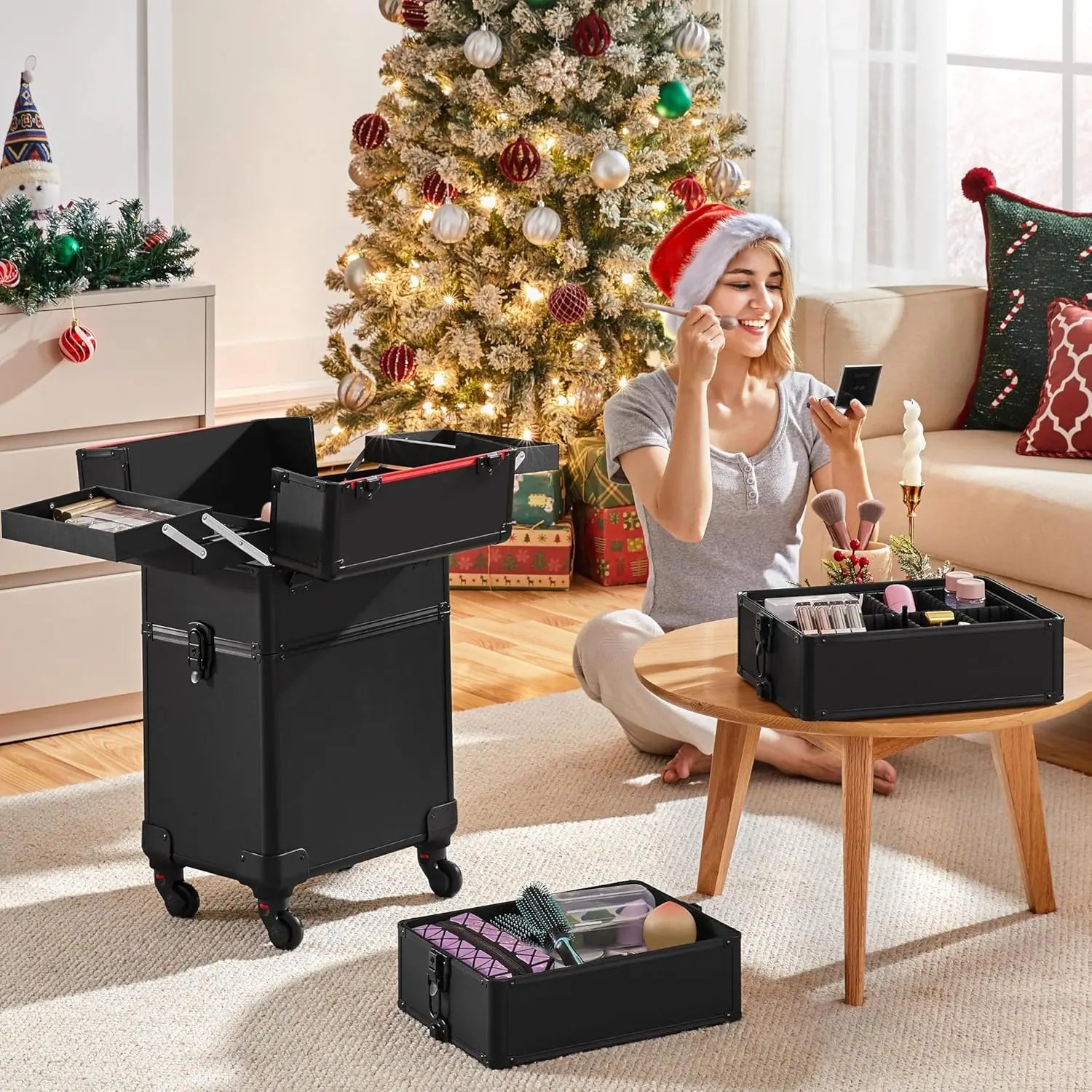 Professional 4-in-1 Rolling Makeup Case
