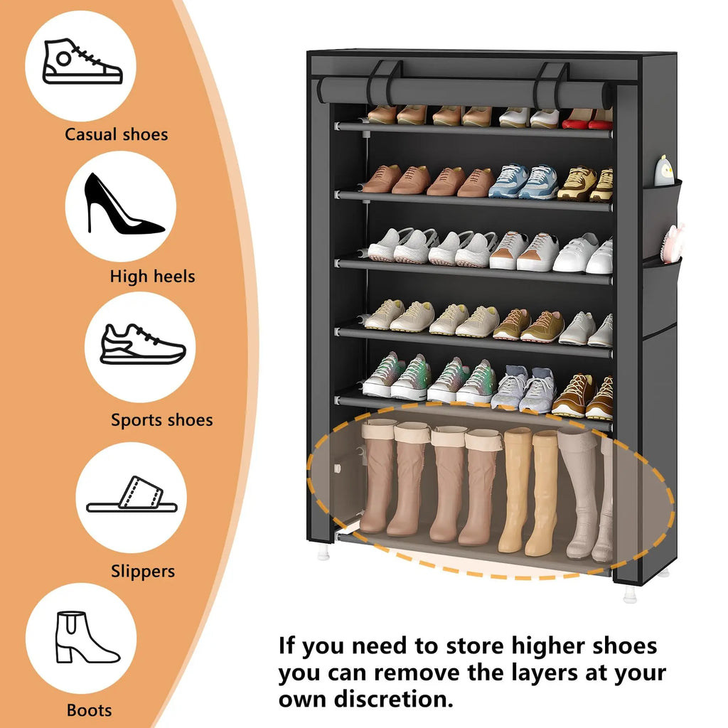 Black Multi-Functional 5/8/10-Tier Shoe Organizer - Storage