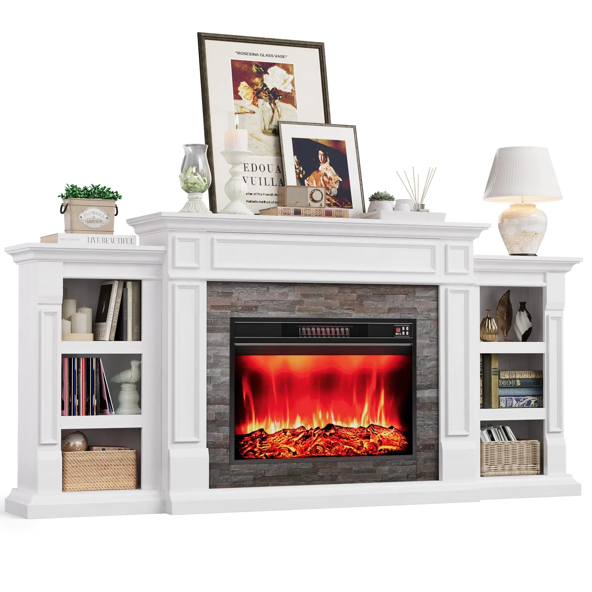 Electric Fireplace with Mantel