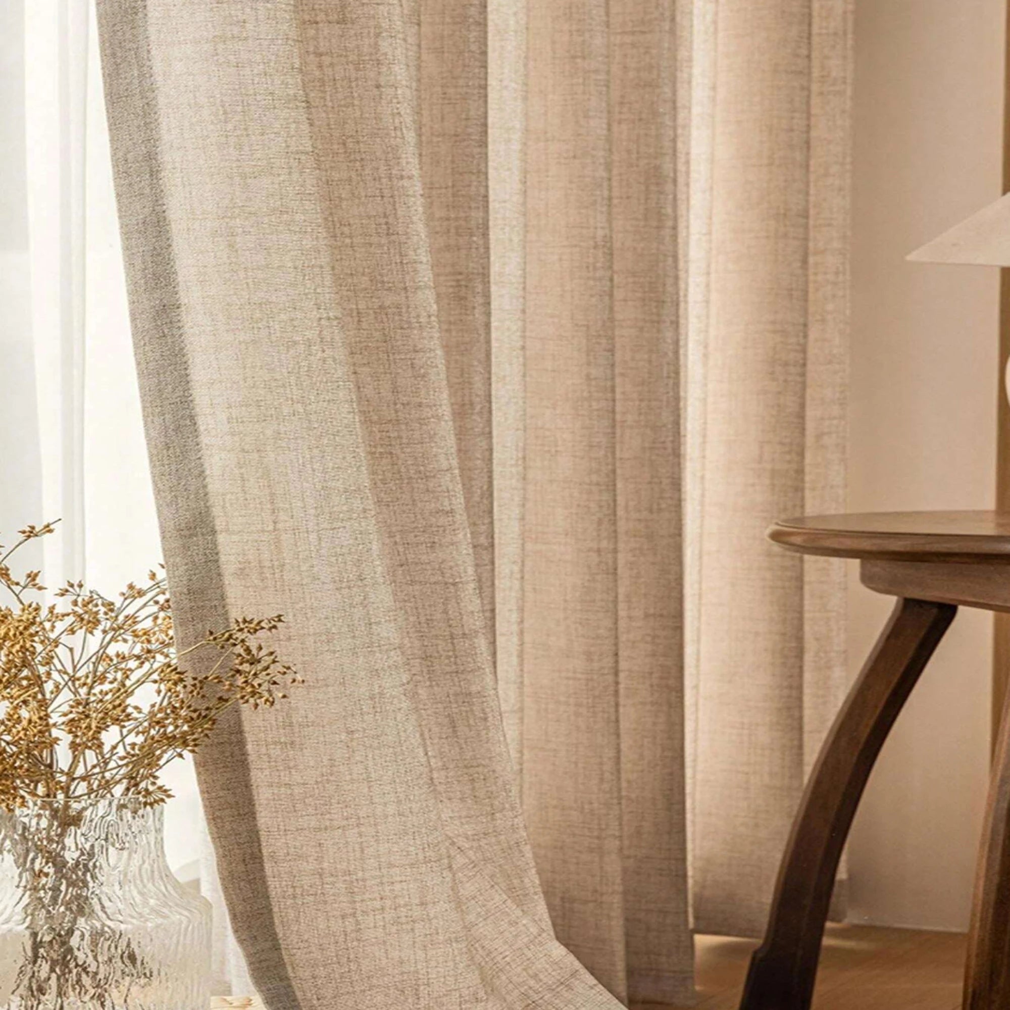 1pc Japanese Style Linen Curtain ,Light Filtering