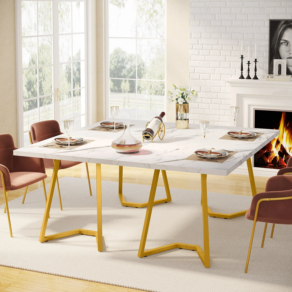 Dining Table with Faux Marble Table Top
