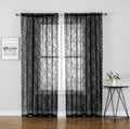 1pc Black Lace Floral Curtain