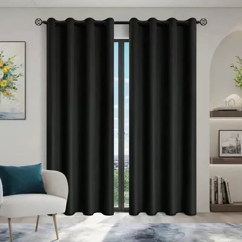 1pc Solid Blackout Curtains with Grommets