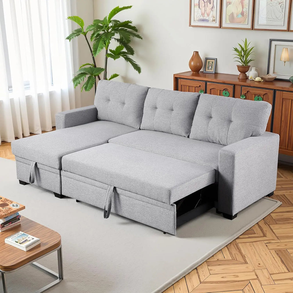 L-Shaped Sleeper Sofa with Storage Chaise,