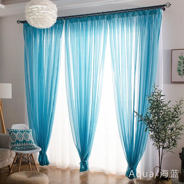 Solid Color Voile Sheer Tulle Curtains