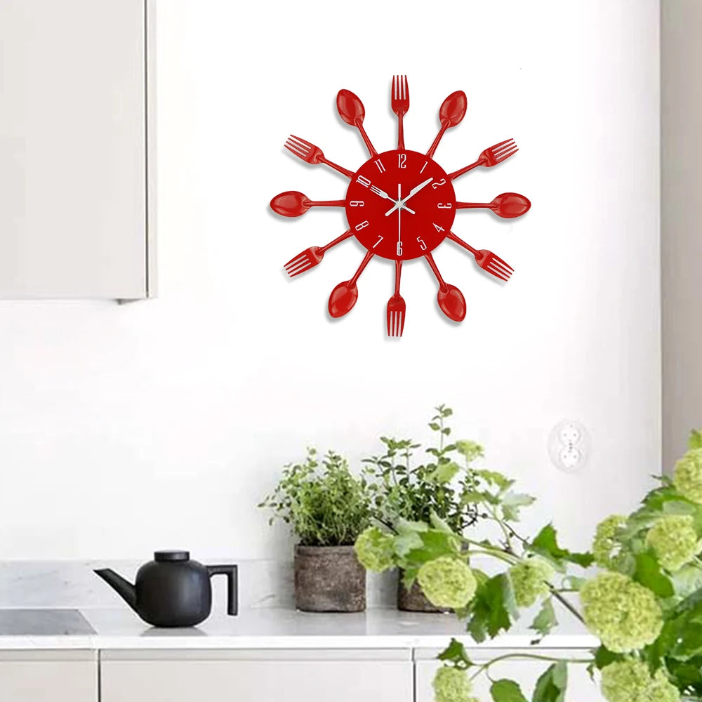 Kitchen Wall Clock Spoon Fork