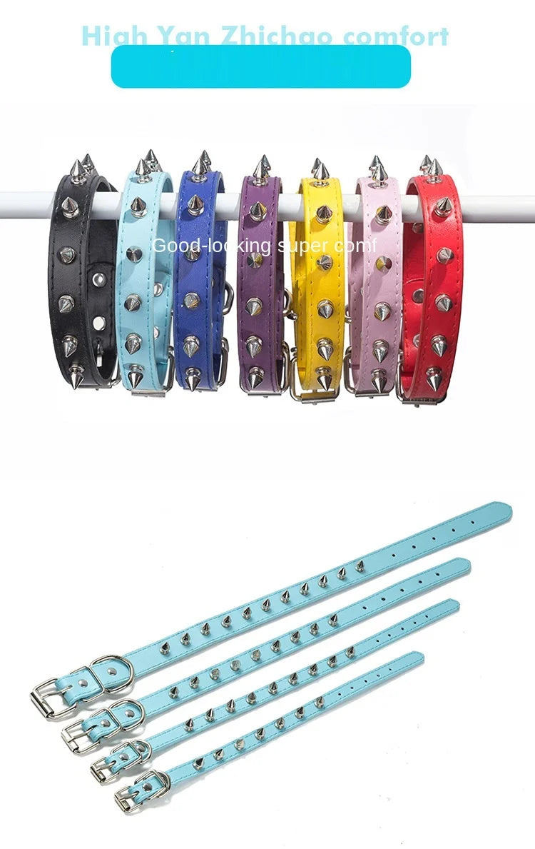 Harp Spiked Studded Leather Dog Collar