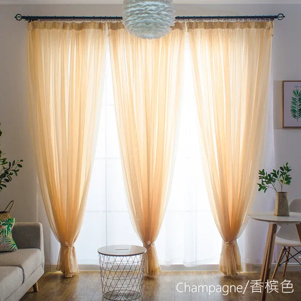 Solid Color Voile Sheer Tulle Curtains