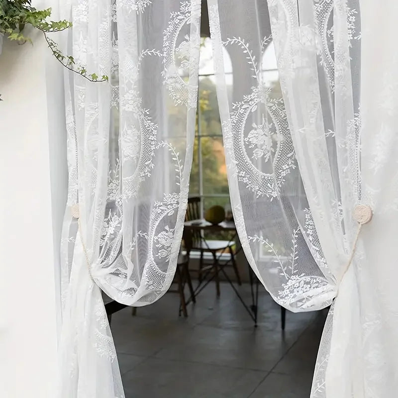 Classic Embroidered Woven Lace Window Sheer