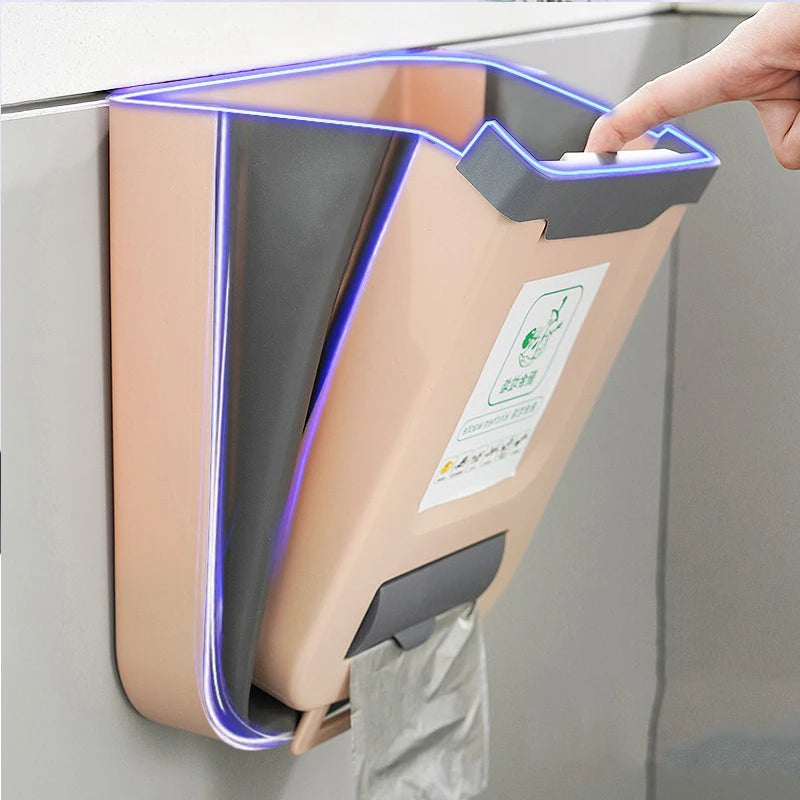 Kitchen Folding Trash Can Cabinet Door Mounted