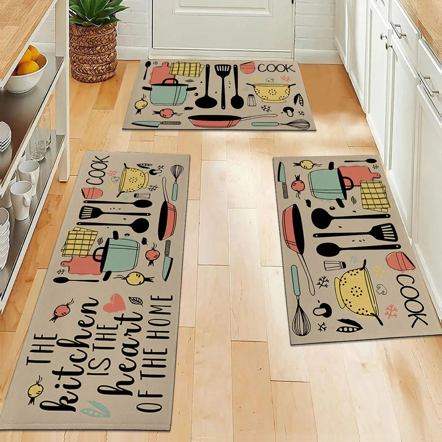 knife and fork kitchen waterproof door mat