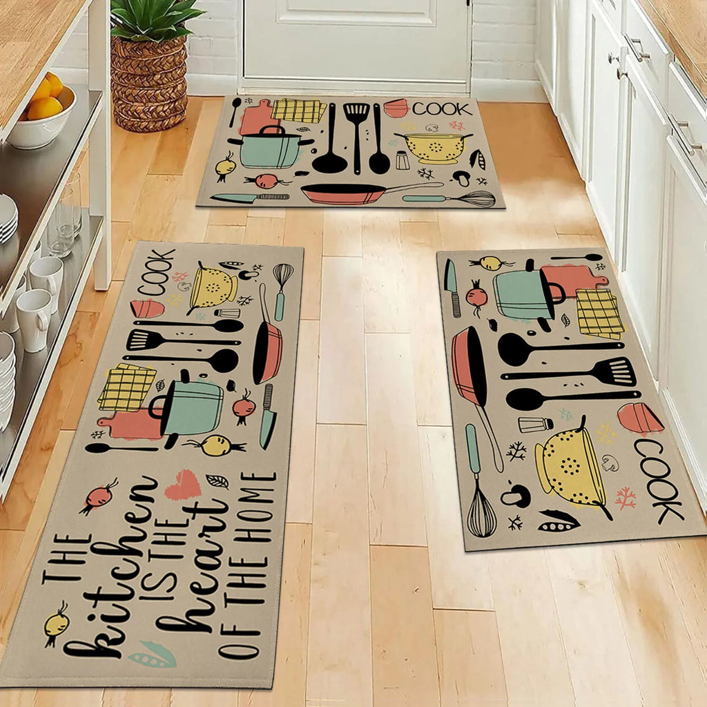 knife and fork kitchen waterproof door mat