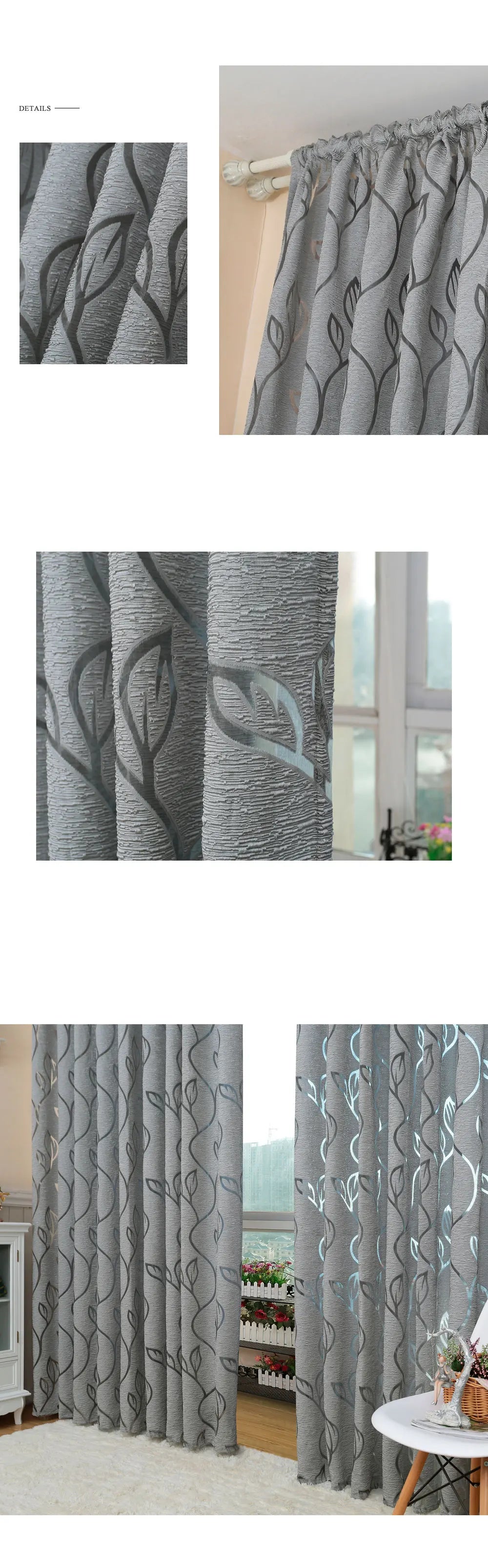 Grey Jacquard Curtains 1PC