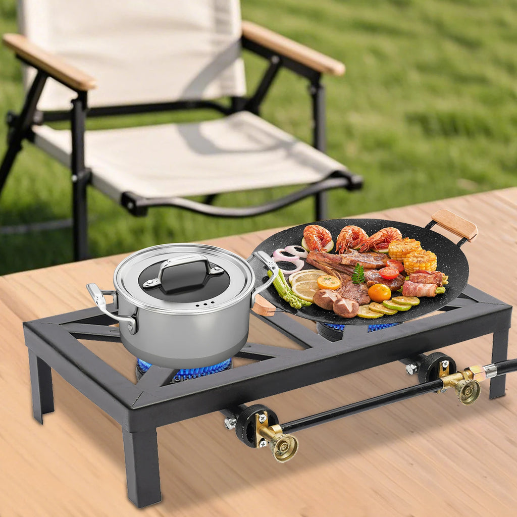 Portable Double Burner Outdoor Gas Stove