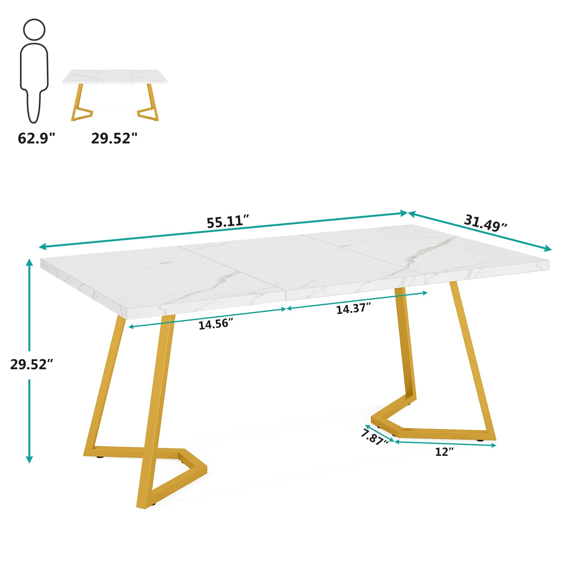 Dining Table with Faux Marble Table Top
