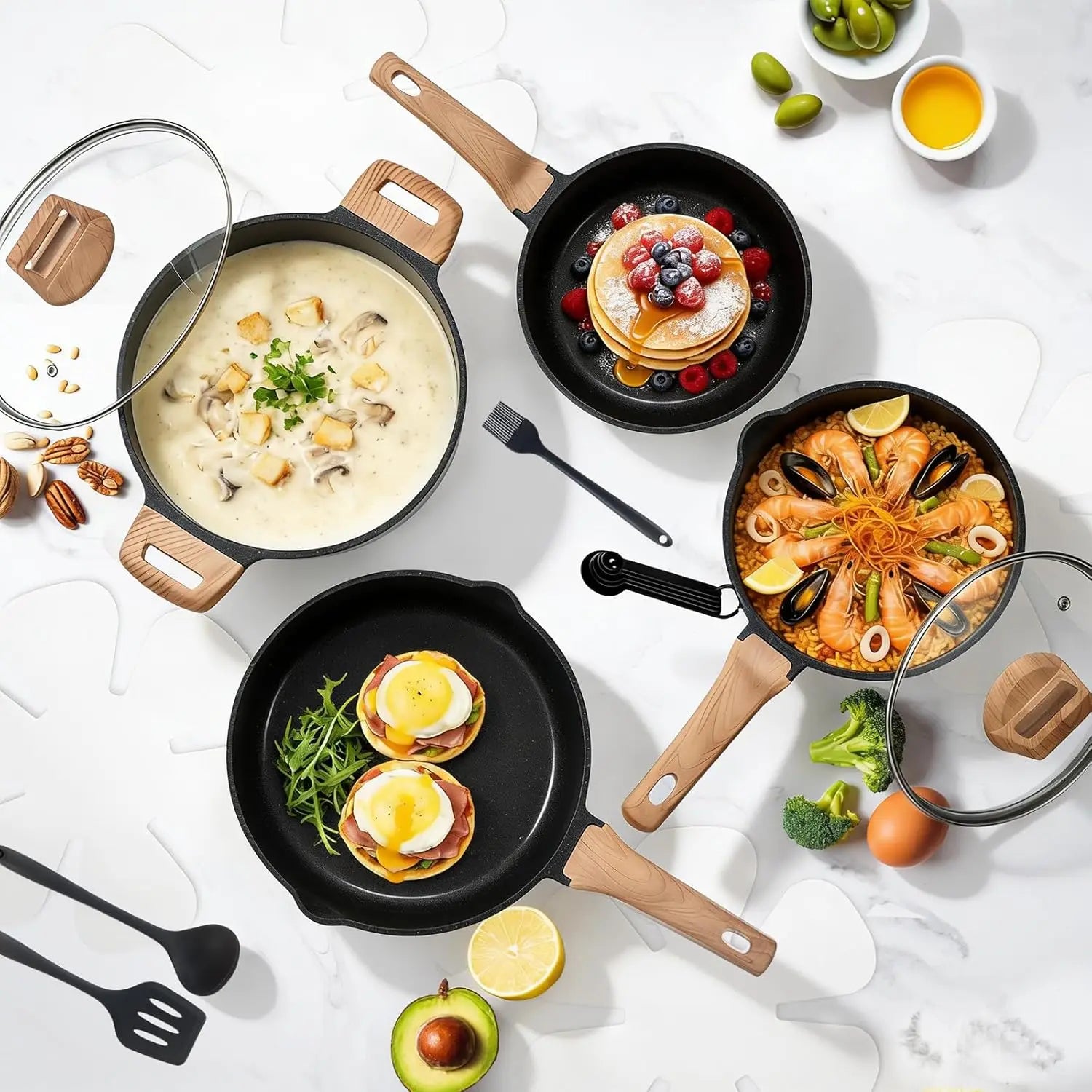 25-Piece Nonstick Cookware Set Induction