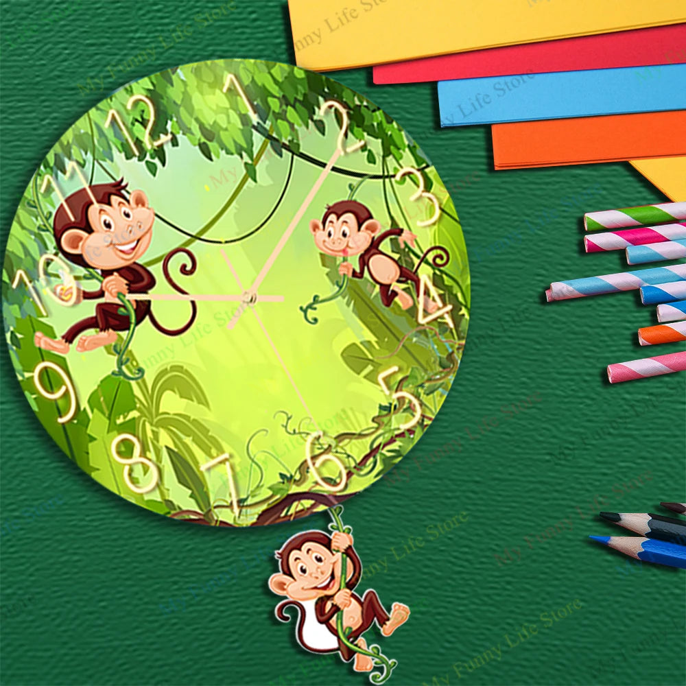 Wall Clock Cartoon Monkey