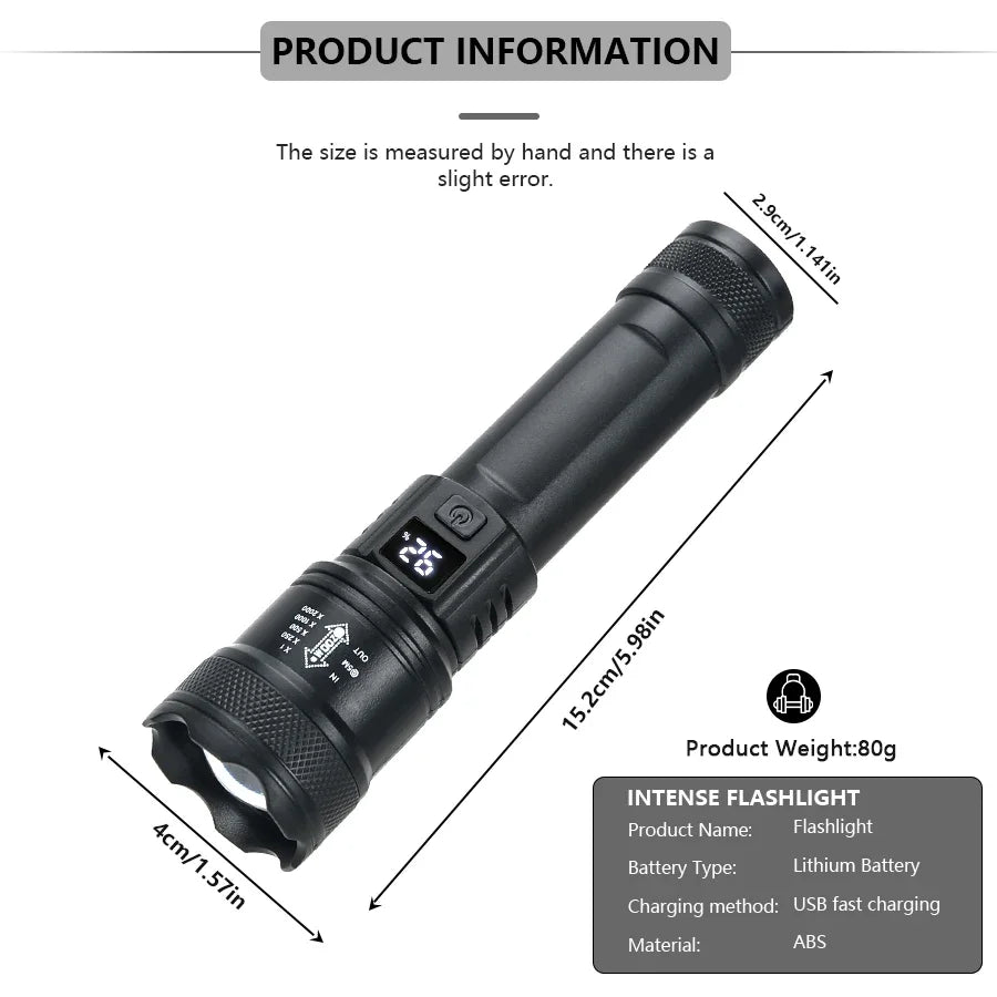 Flashlight Rechargeable Tactical Zoom