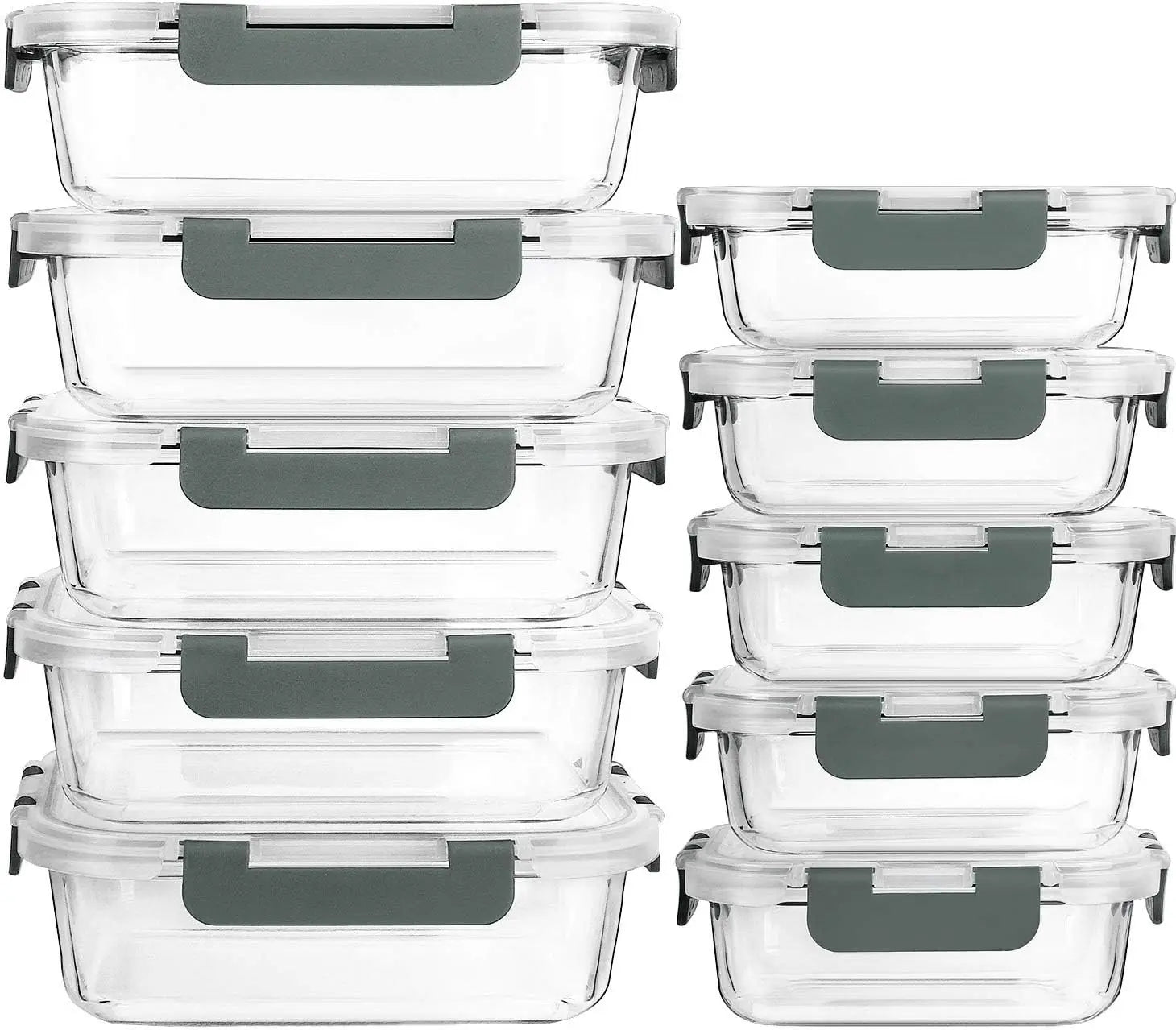10-Pack Glass Meal Prep Containers