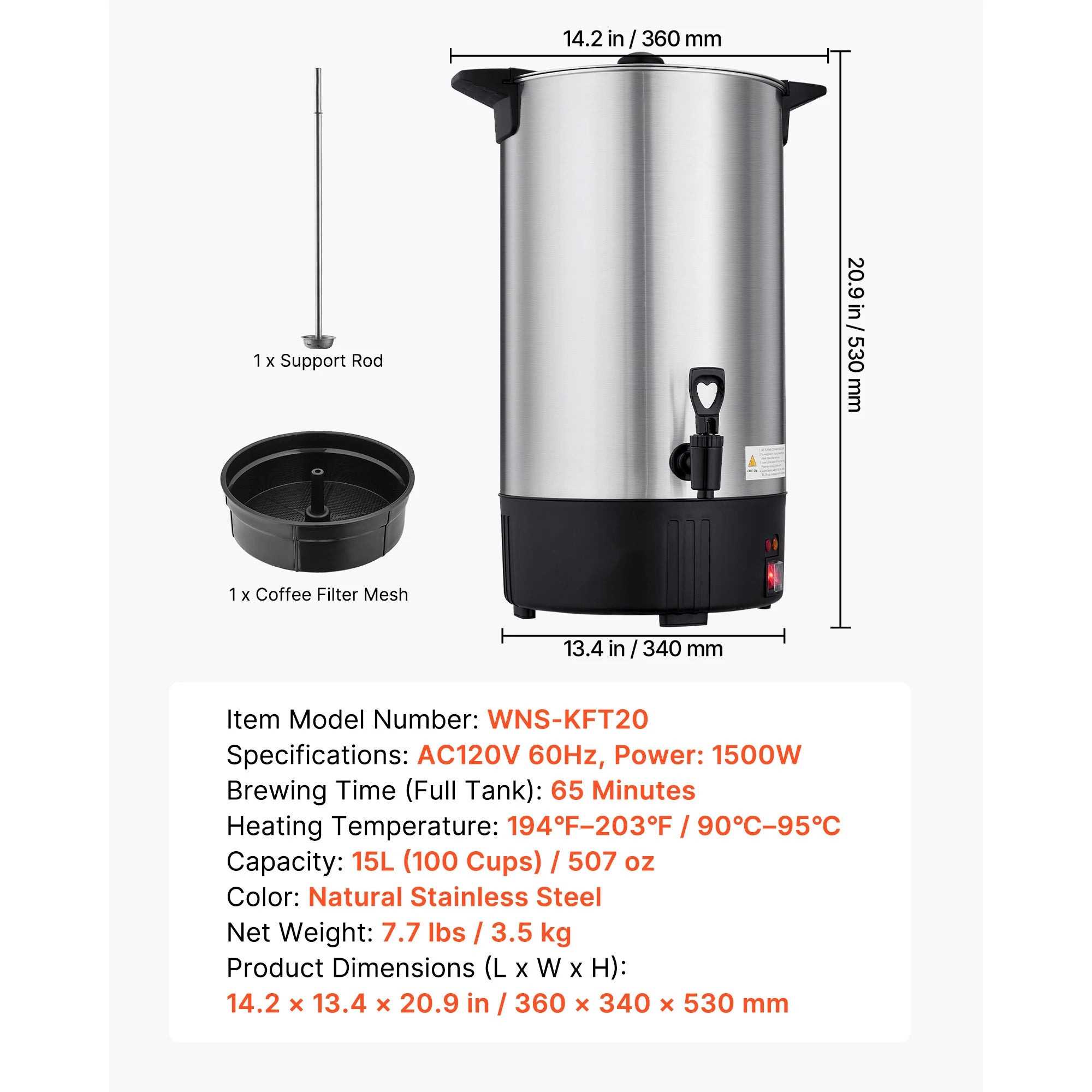 SucceBuy Commercial Coffee Urn Hot Beverage Dispenser with Dripless Faucet Quick-Brewing Coffee Maker for Catering, Party