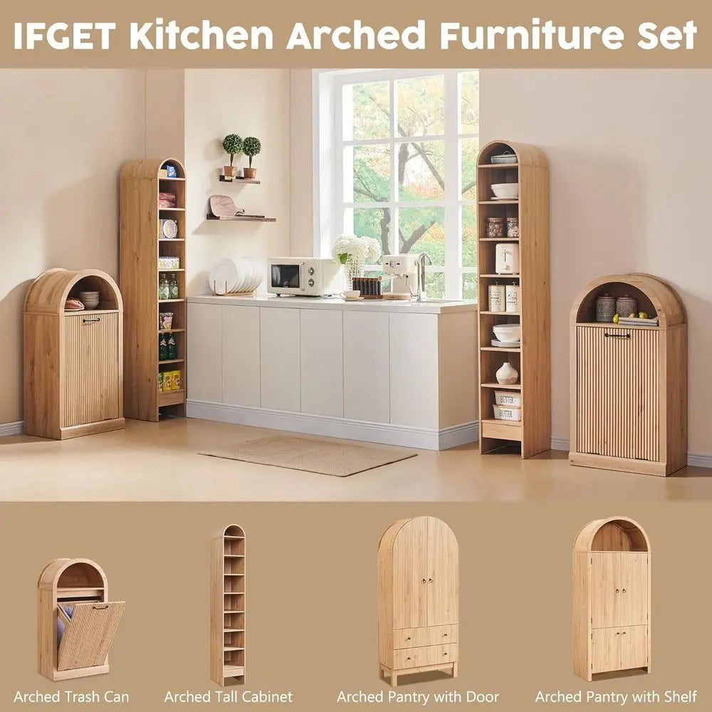 Arched Tilt-Out Trash Can Cabinet