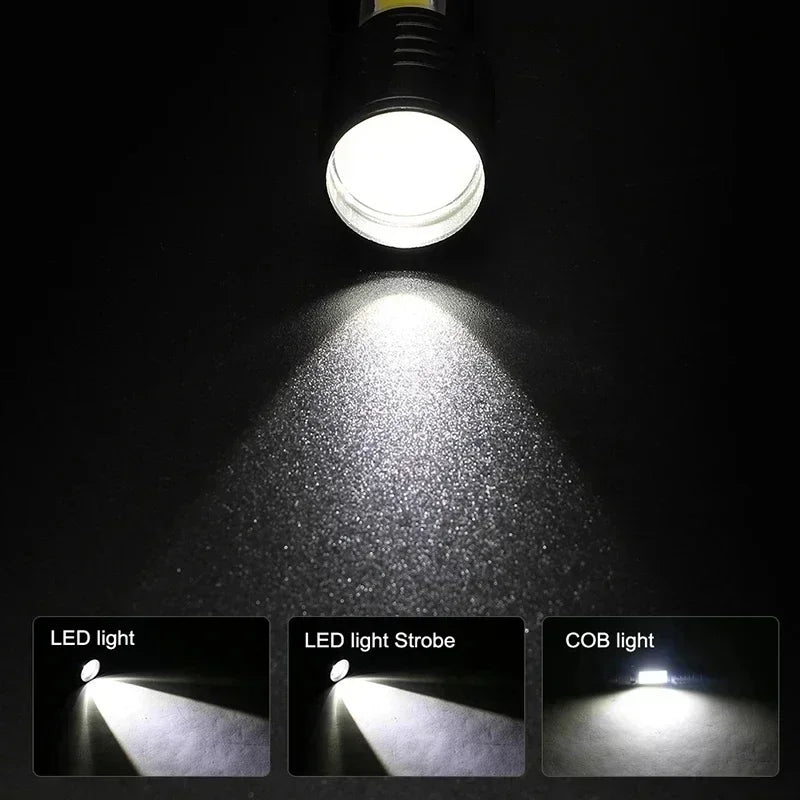 Mini Portable Flashlight Zoomable Rechargeable