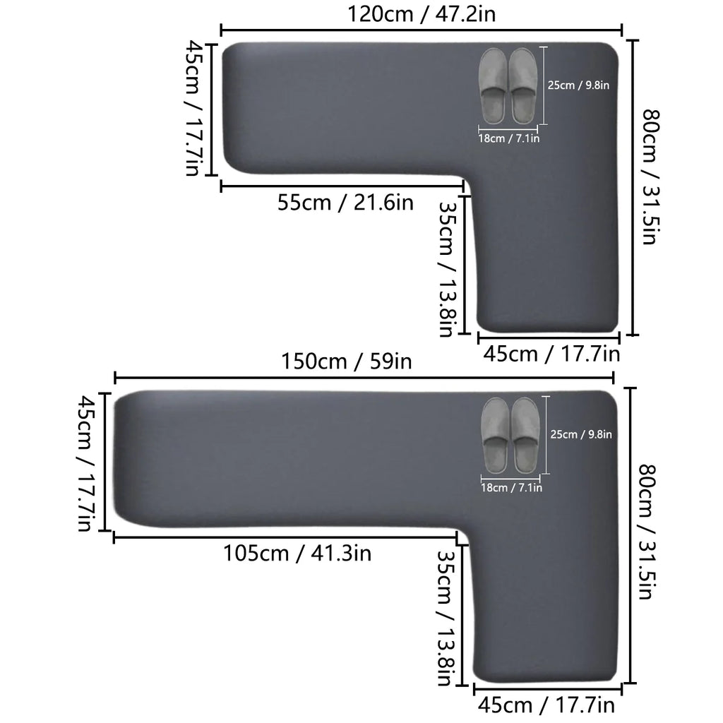 kitchen L-shaped absorbent floor mat