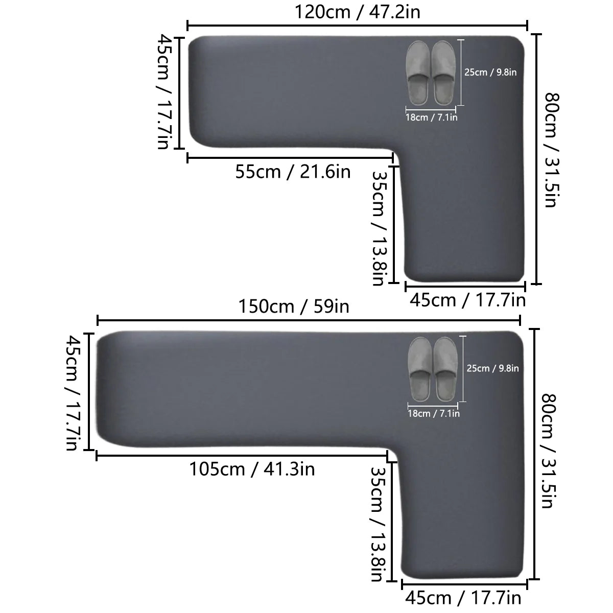 kitchen L-shaped absorbent floor mat