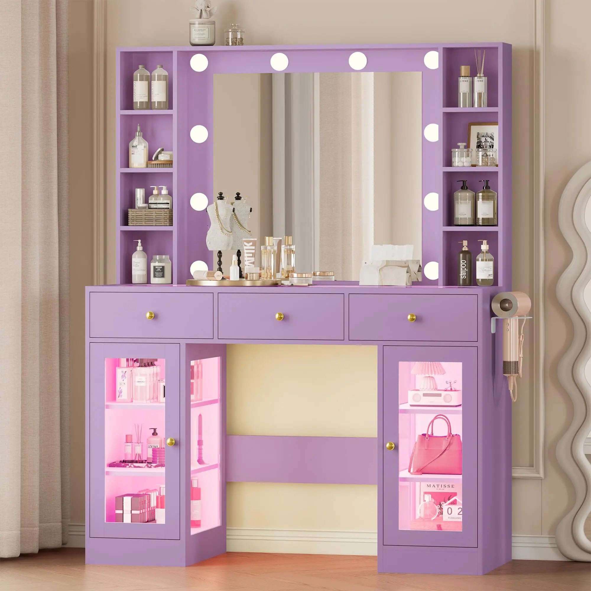 Makeup Vanity Desk with Mirror and Lights