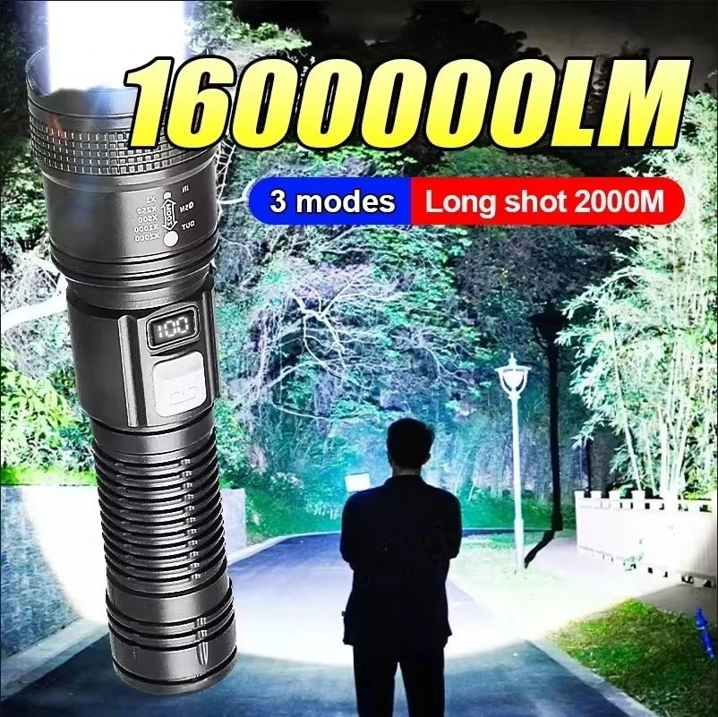 1600000 Super Bright Flashlight Rechargeable Waterproof