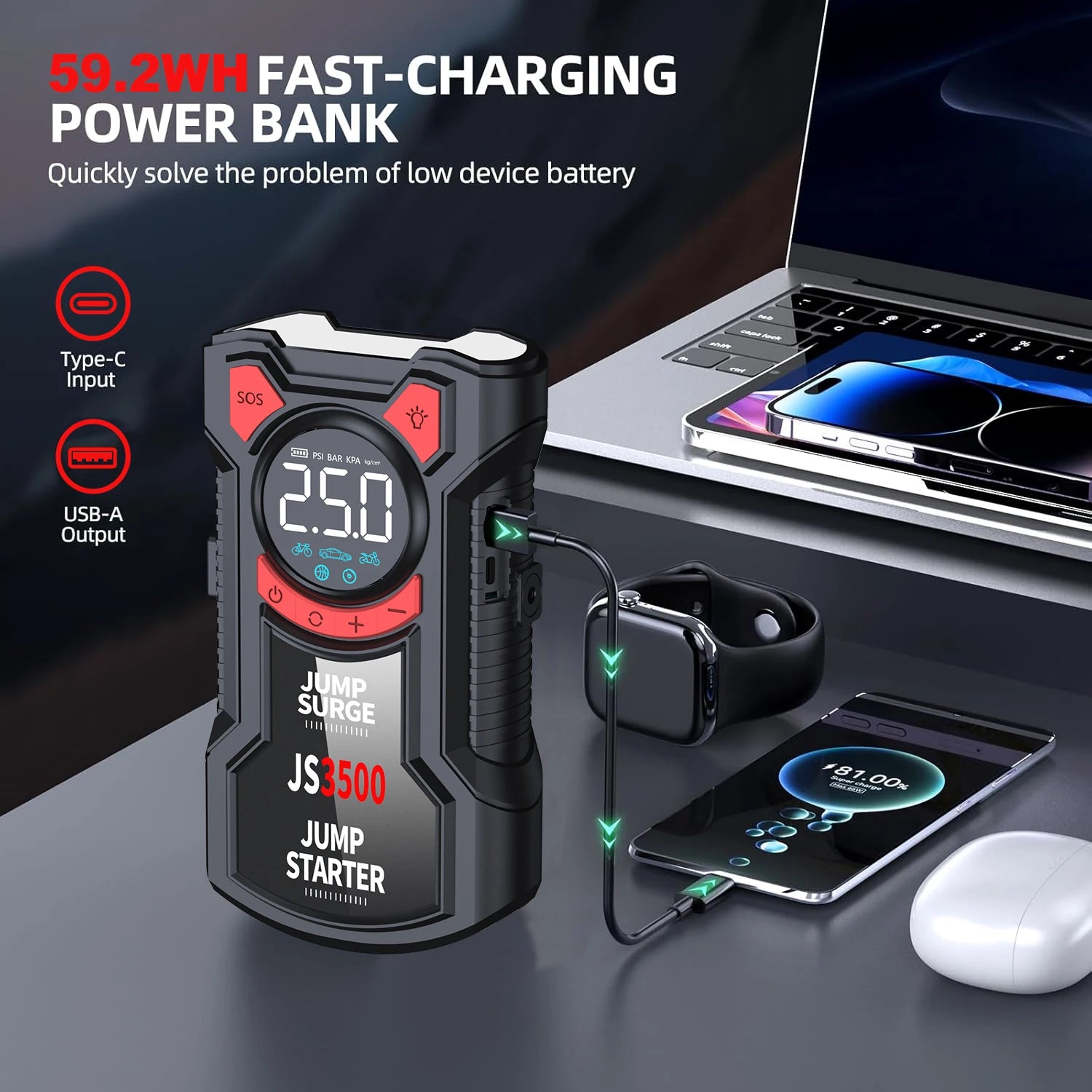 l Air Pump Jump Starter, Digital Tire Inflator