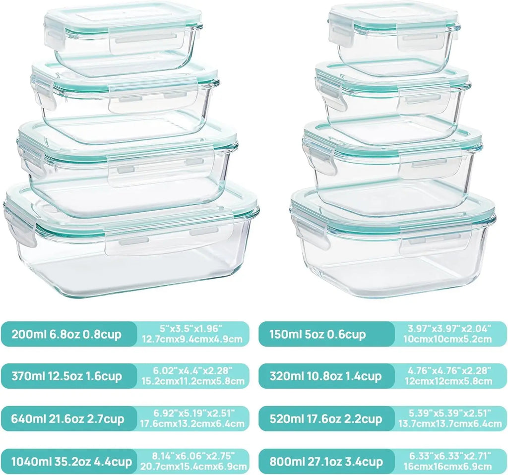8-Pack Glass Food Storage Containers