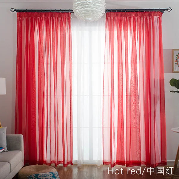 Solid Color Voile Sheer Tulle Curtains