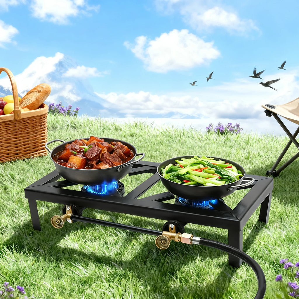 Portable Double Burner Outdoor Gas Stove