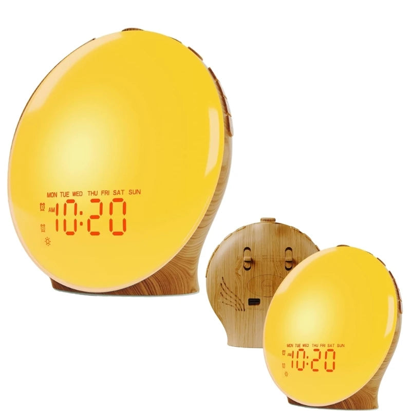Wake Up Light with Wood Grain Alarm Clock