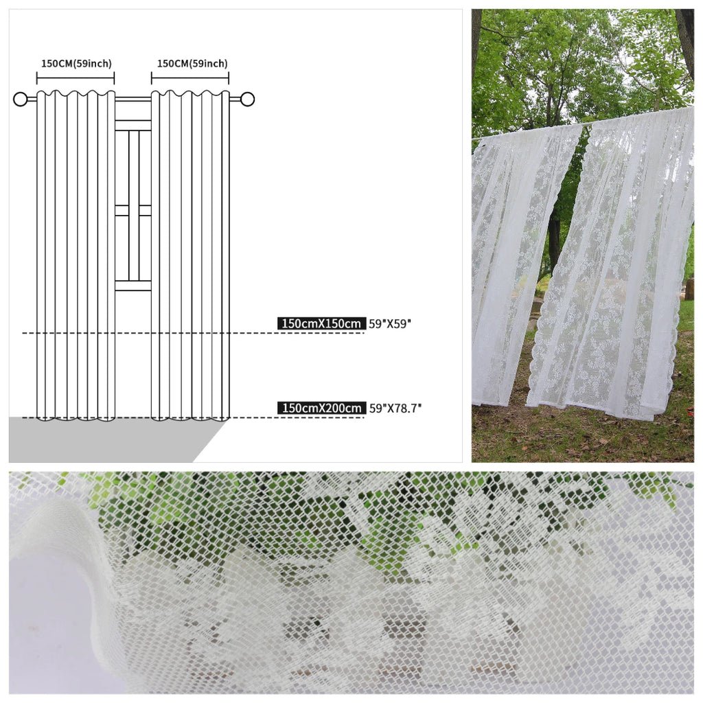 2 Panels Vintage Lace Long-Romantic Flowers