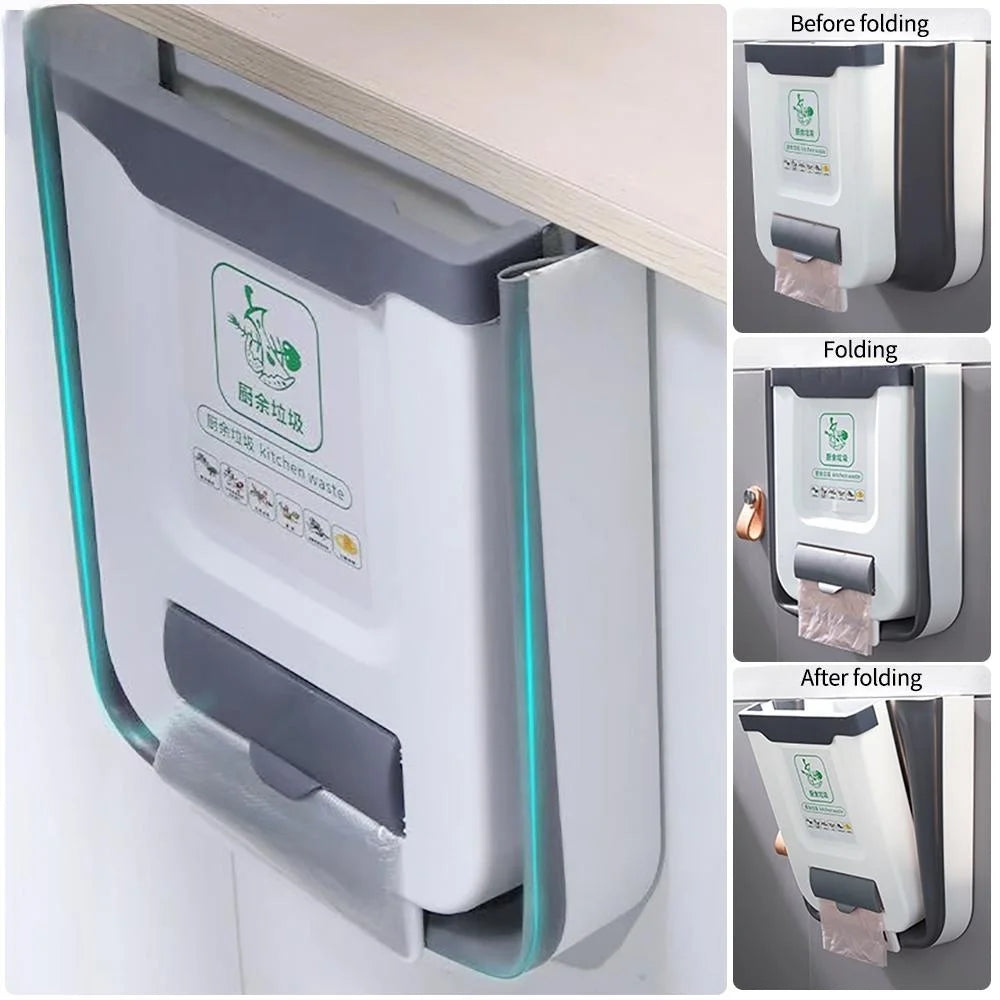 Kitchen Folding Trash Can Cabinet Door Mounted