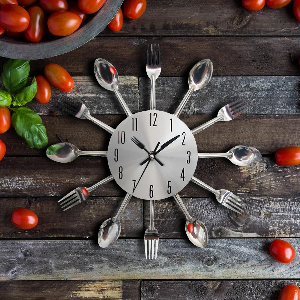 Kitchen Wall Clock Spoon Fork