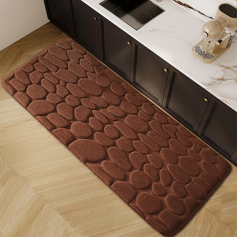 Thickened embossed water and oil absorbent carpet flannel