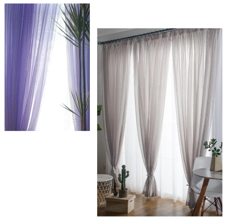 Solid Color Voile Sheer Tulle Curtains