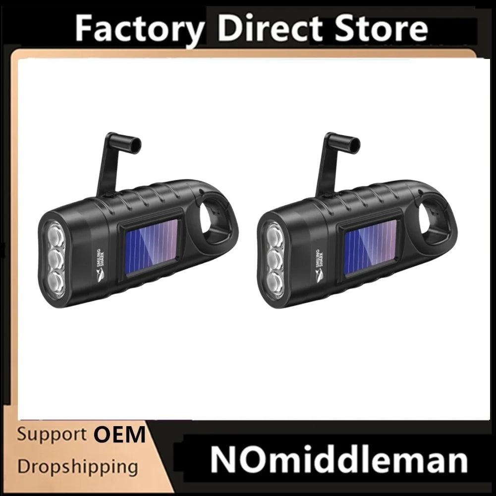 Hand Crank Solar Powered Flashlight