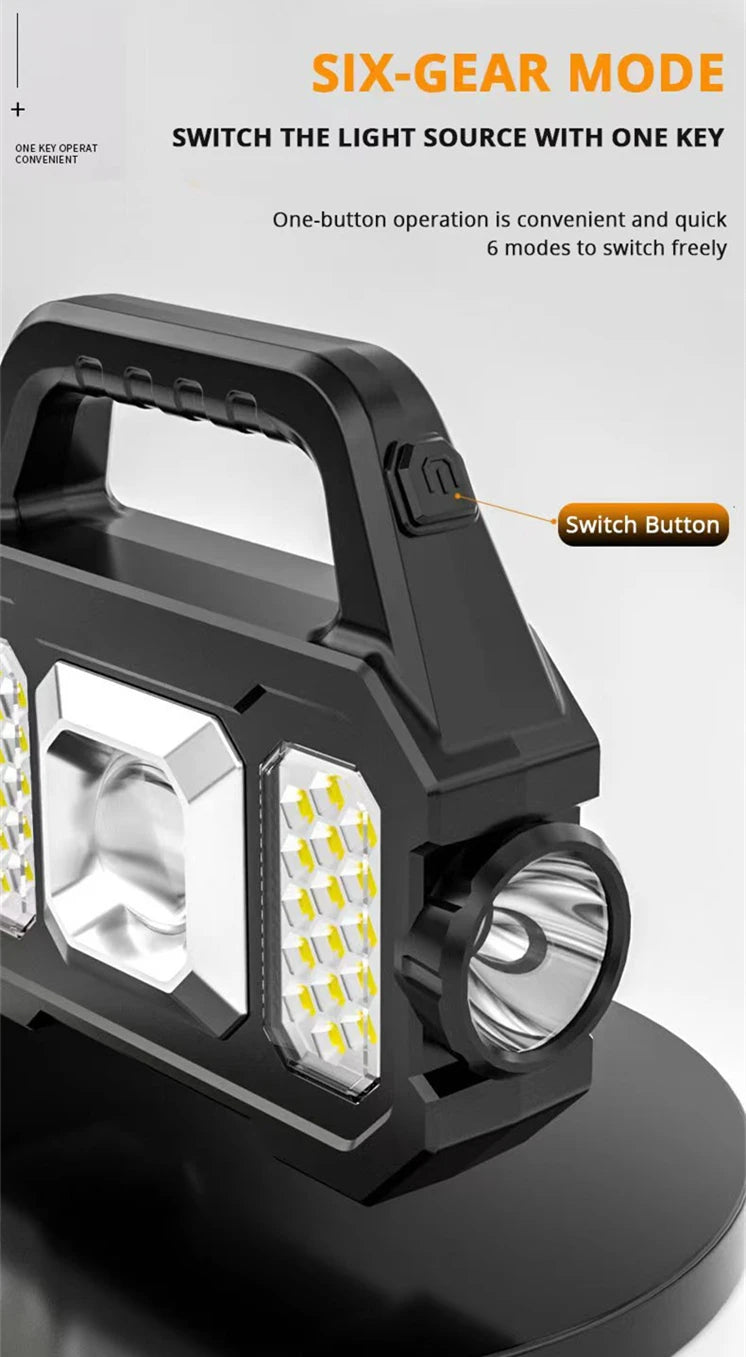 Solar Rechargeable Flashlight Zoomable Waterproof ,Can Charge Mobile Phone
