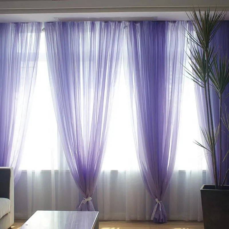 Solid Color Voile Sheer Tulle Curtains