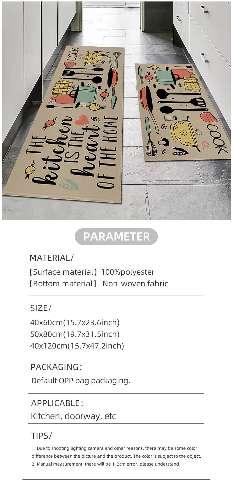 knife and fork kitchen waterproof door mat