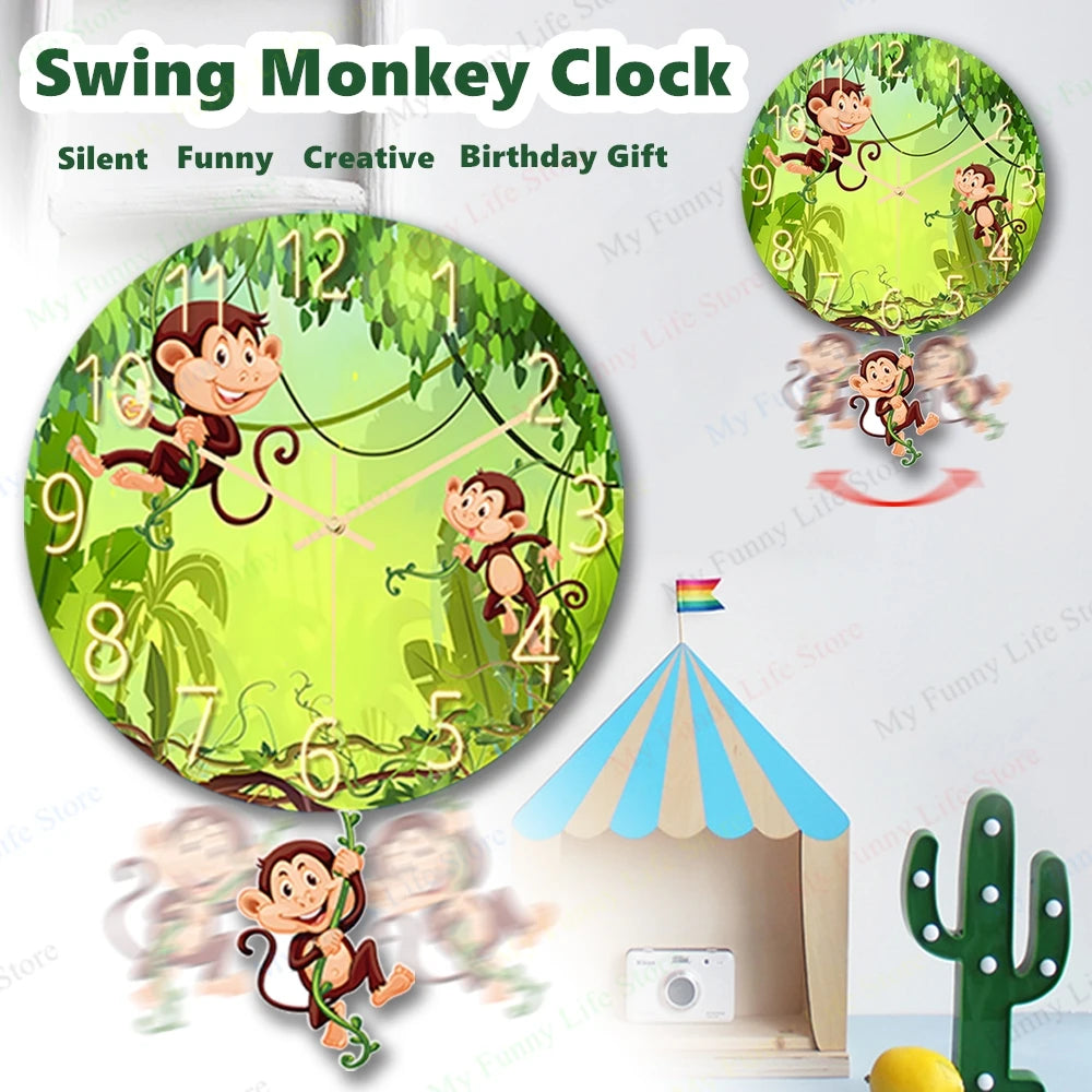 Wall Clock Cartoon Monkey